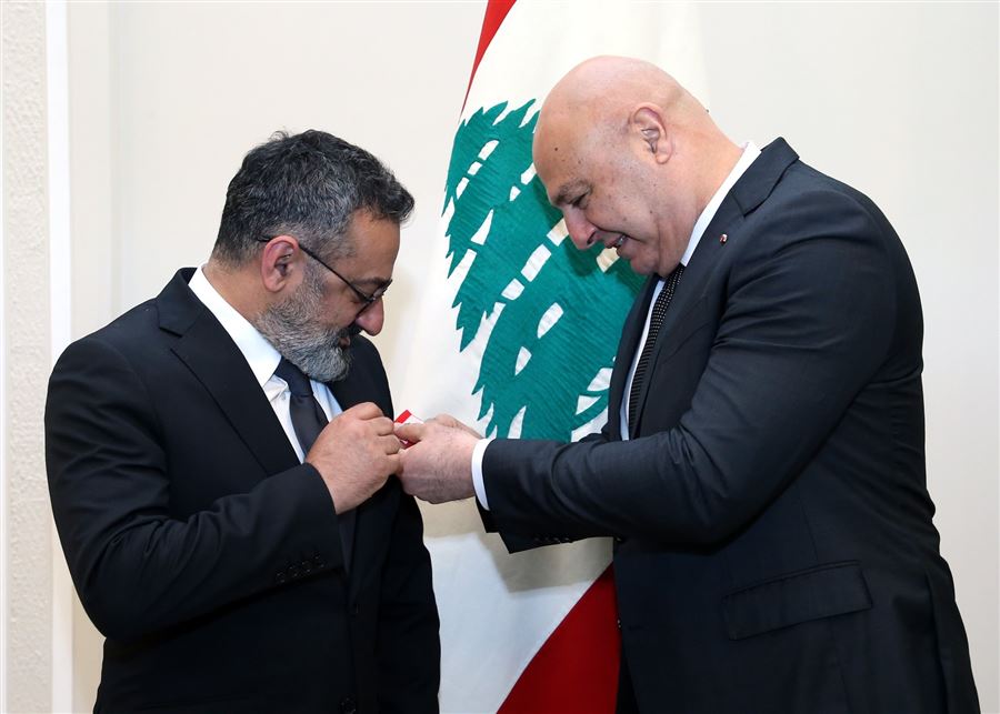 President Aoun Awards Georges Khabbaz the Lebanese Silver Order of Merit